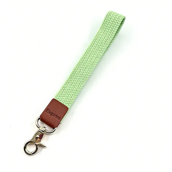 Nylon Leather Metal Elastic Wristband Keychain & Phone Lanya