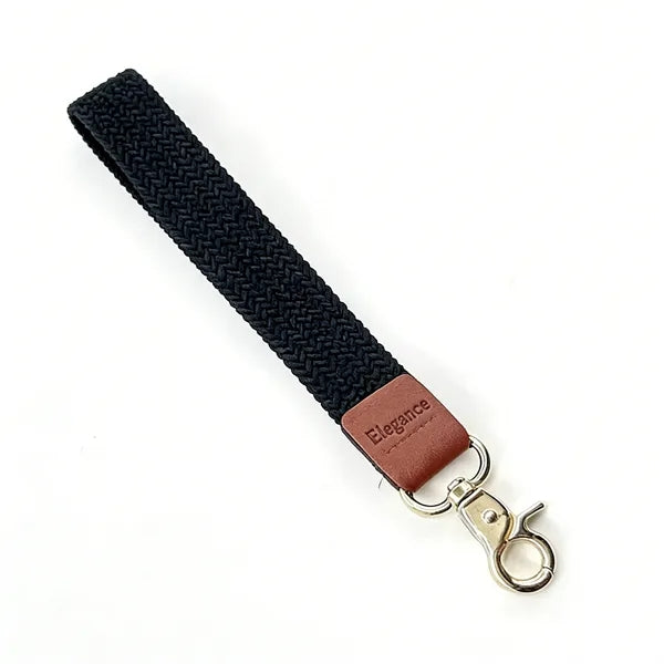 Nylon Leather Metal Elastic Wristband Keychain & Phone Lanya