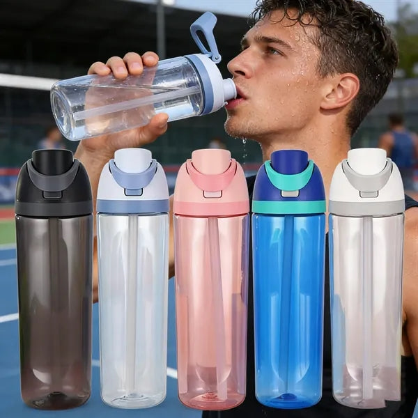 750ml FreeSip Clear Plastic Water Bottle with Straw