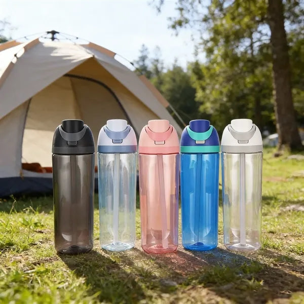 750ml FreeSip Clear Plastic Water Bottle with Straw
