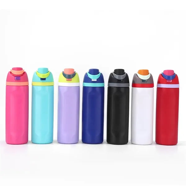 24oz Stainless Steel Freesip Sports Water Bottle with Straw