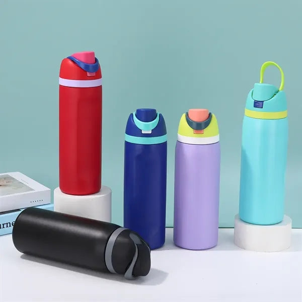 24oz Stainless Steel Freesip Sports Water Bottle with Straw