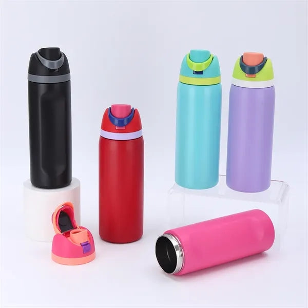 24oz Stainless Steel Freesip Sports Water Bottle with Straw