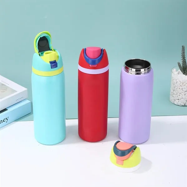 24oz Stainless Steel Freesip Sports Water Bottle with Straw