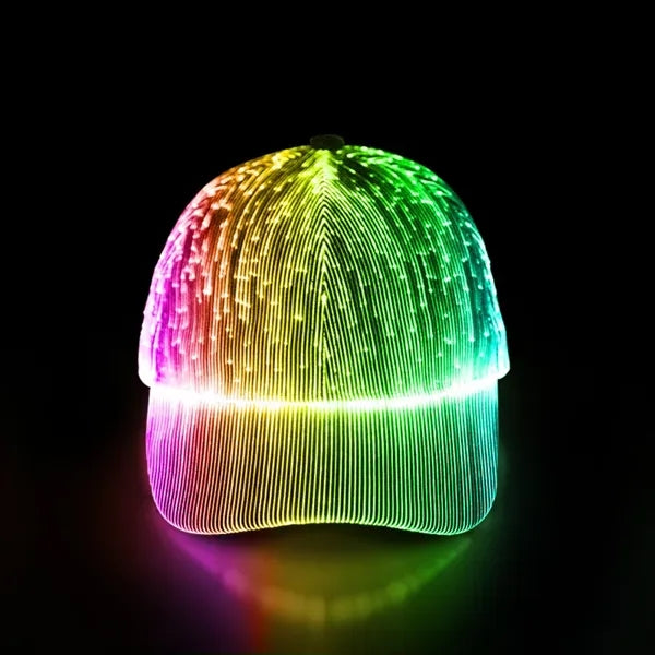LED Fiber Optic Rechargeable Light Up Caps Dark Glowing Hats