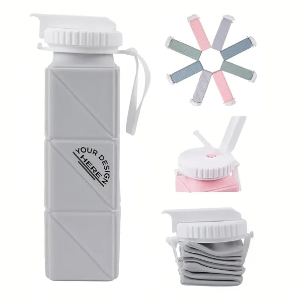 20oz Collapsible Silicone Water Bottle Foldable Travel Cup
