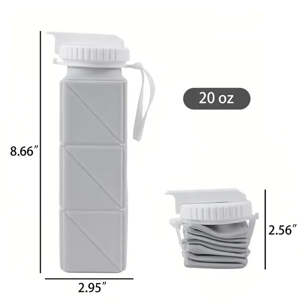 20oz Collapsible Silicone Water Bottle Foldable Travel Cup
