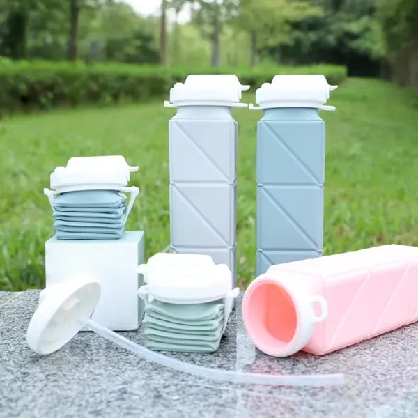 20oz Collapsible Silicone Water Bottle Foldable Travel Cup