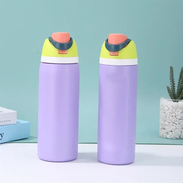 24oz Stainless Steel Freesip Sports Water Bottle with Straw
