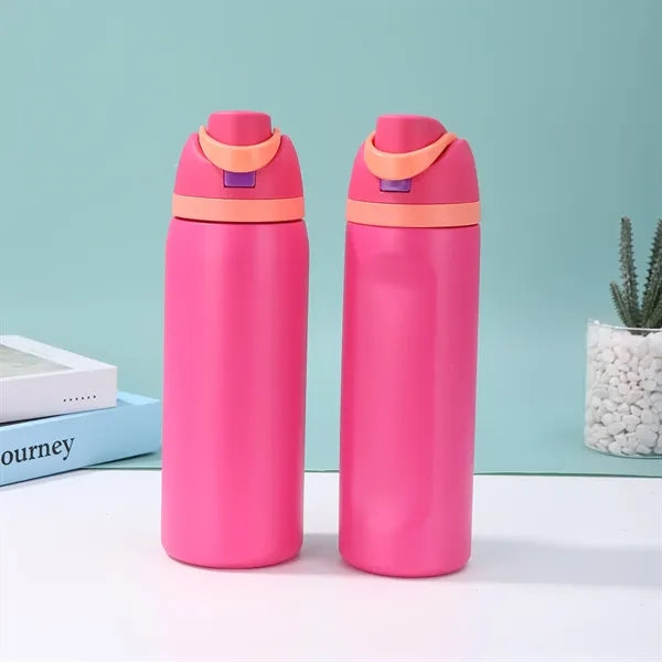 24oz Stainless Steel Freesip Sports Water Bottle with Straw