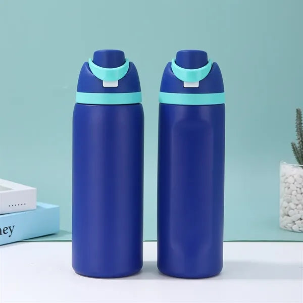 24oz Stainless Steel Freesip Sports Water Bottle with Straw