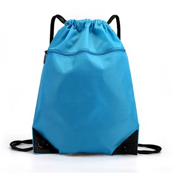 Drawstring Sports Bag with Front Zipper Pocket 13.4"x17.3"
