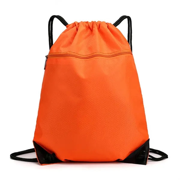 Drawstring Sports Bag with Front Zipper Pocket 13.4"x17.3"