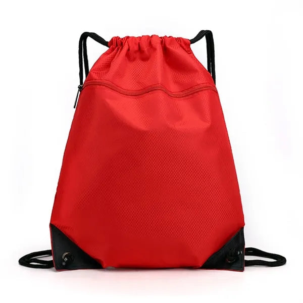 Drawstring Sports Bag with Front Zipper Pocket 13.4"x17.3"