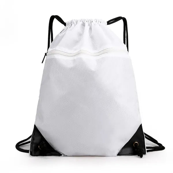 Drawstring Sports Bag with Front Zipper Pocket 13.4"x17.3"