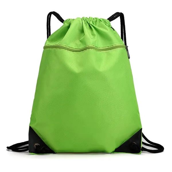 Drawstring Sports Bag with Front Zipper Pocket 13.4"x17.3"