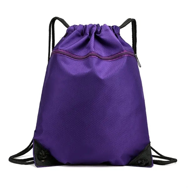 Drawstring Sports Bag with Front Zipper Pocket 13.4"x17.3"