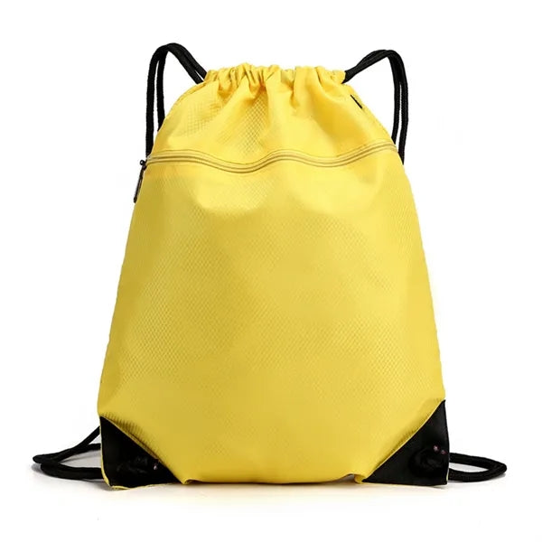 Drawstring Sports Bag with Front Zipper Pocket 13.4"x17.3"