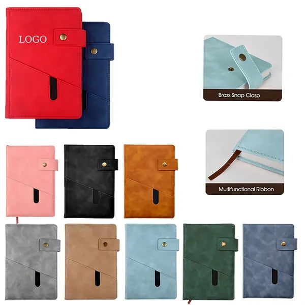 A5 Snap Closure Leather Notebook