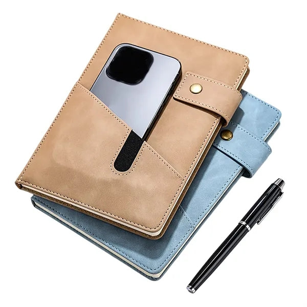 A5 Snap Closure Leather Notebook