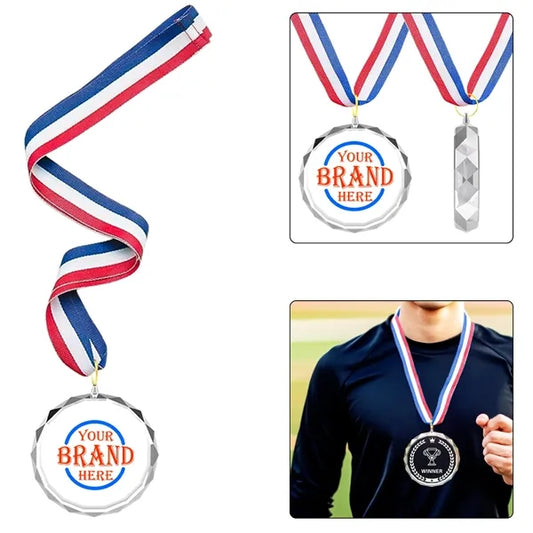 Customize Crystal Medals W/ Ribbon