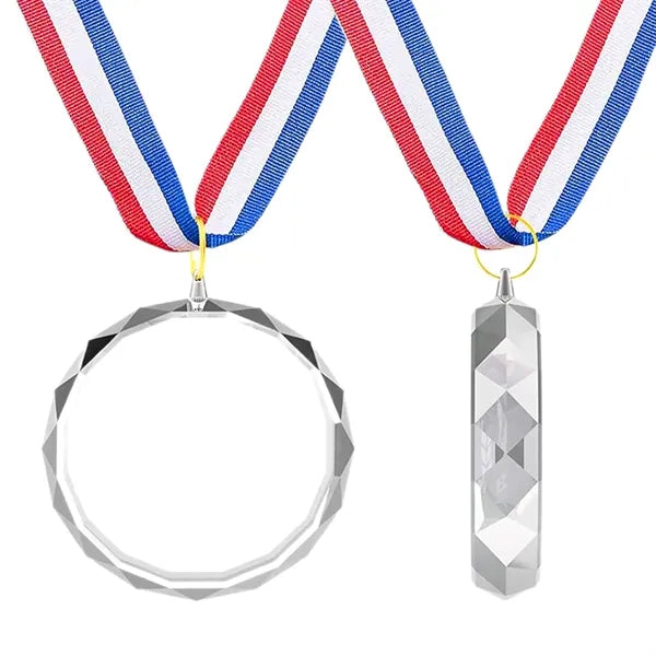 Customize Crystal Medals W/ Ribbon