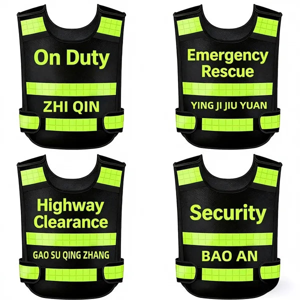 Black Hot Melt Heat Press Reflective Vest