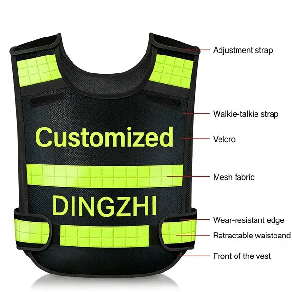 Black Hot Melt Heat Press Reflective Vest
