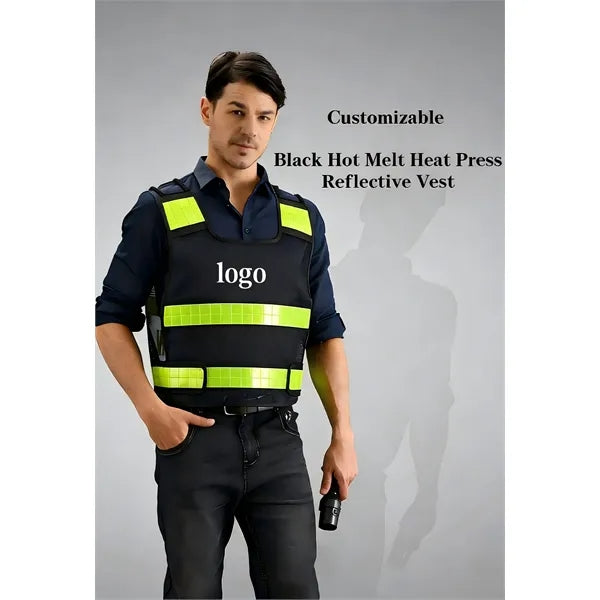Black Hot Melt Heat Press Reflective Vest