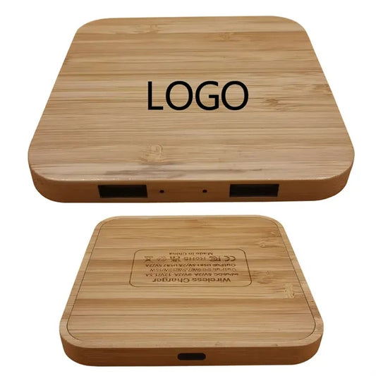 Bamboo Wireless Charger With Dual USB Port