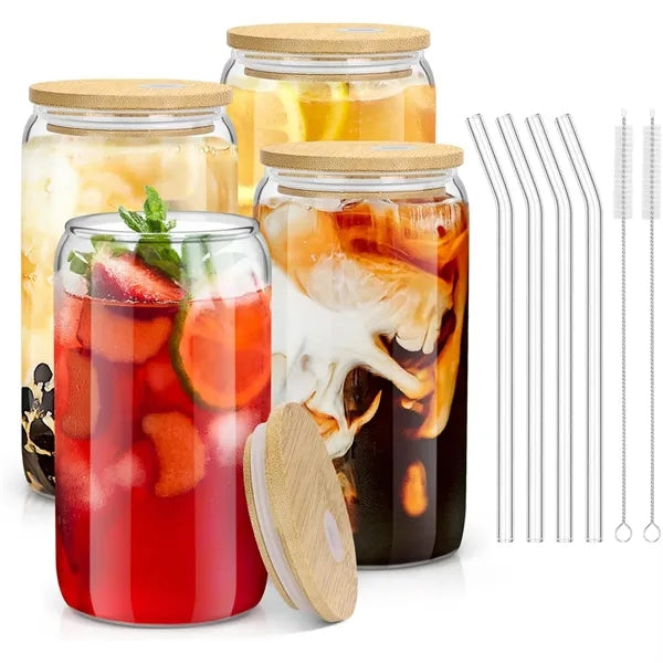 16oz Drinking Glasses Set for Coffee Bar Accessories