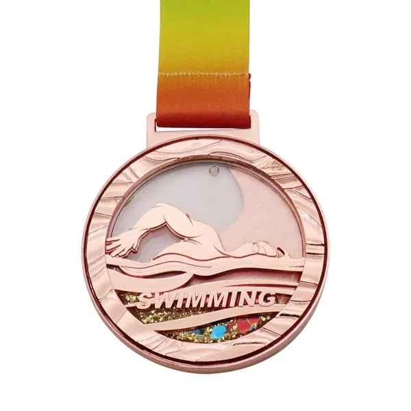 Gold-plated souvenir medal flowing sand technique