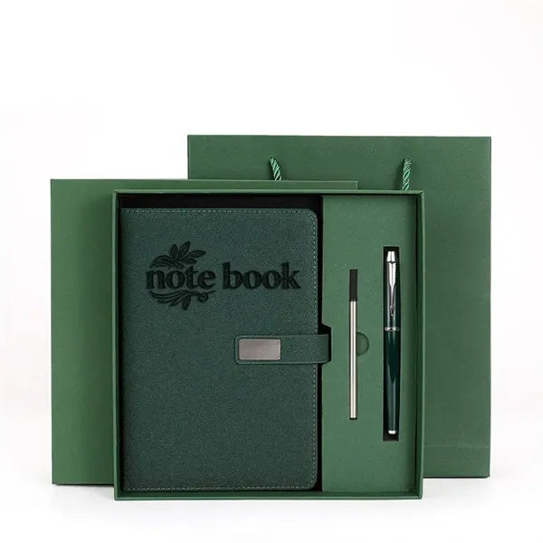Logo Faux Leather Notebook Gift Box Set