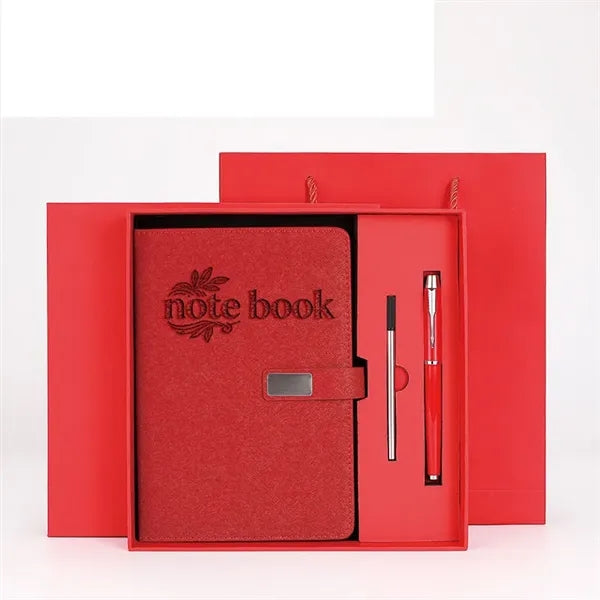 Logo Faux Leather Notebook Gift Box Set