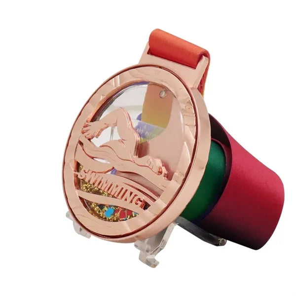 Gold-plated souvenir medal flowing sand technique