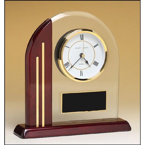 Arched Clock with Rosewood Piano Finish Post and Base