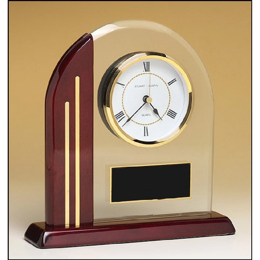 Arched Clock with Rosewood Piano Finish Post and Base