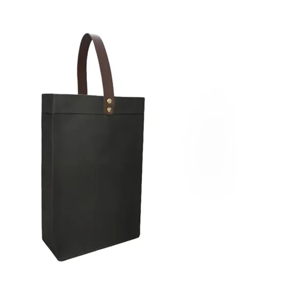 Washable Eco-Friendly Paper Wine Bag with Leather Handle