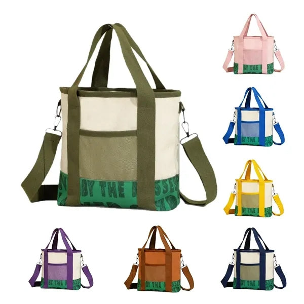 Canvas Tote Bag Crossbody Multi Pocket Travel