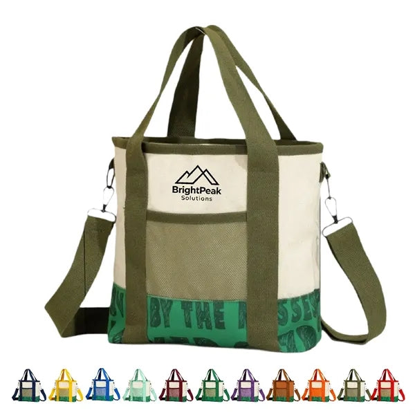 Canvas Tote Bag Crossbody Multi Pocket Travel
