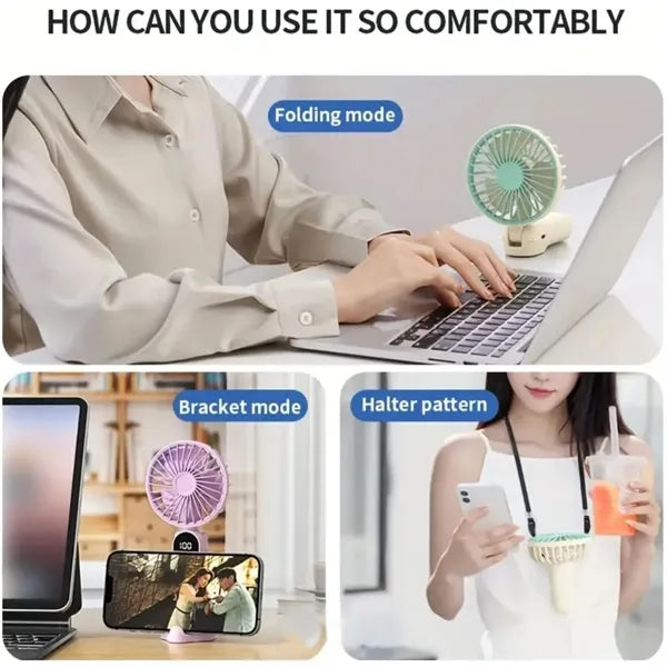 6 Speed Settings Mini Portable Handheld Fan