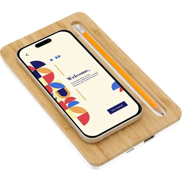 10W Bamboo Desk Charger with Pen Slot
