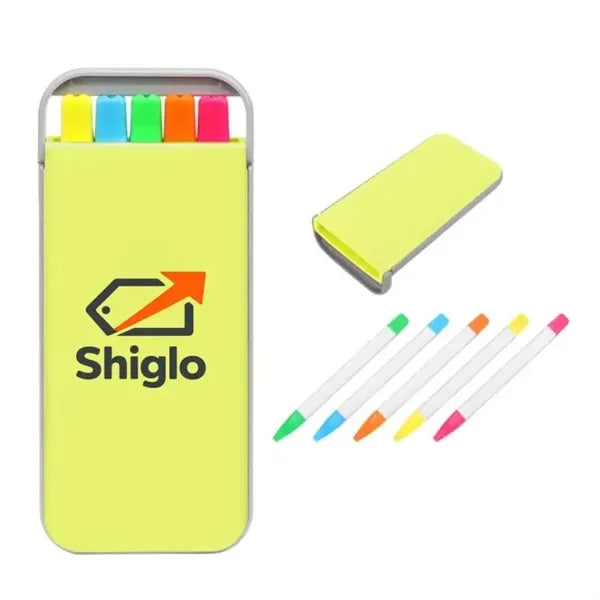 5 In 1 Colors Highlighter Set With Case