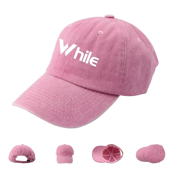 Vintage Washed Baseball Cap W/ Adjustable Size&Ponytail Slot