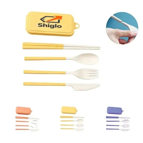 Wheat Straw Cutlery Set With Travel Case