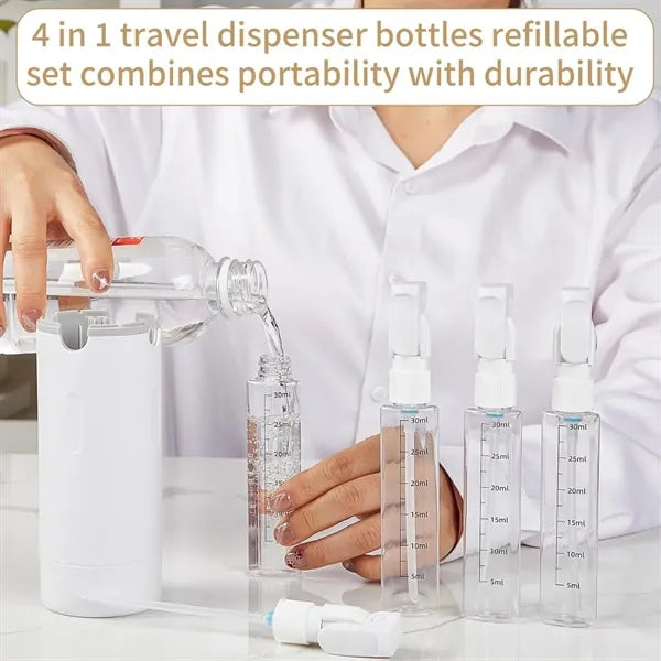 4 in 1 Travel Dispenser,4 Pack 1oz Bottles