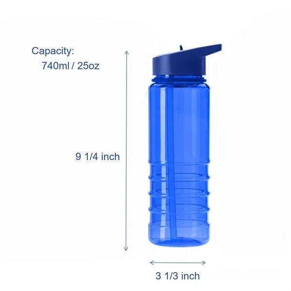 25oz Plastic Sport Water Bottle w/ Integrated Carry Loop Lid