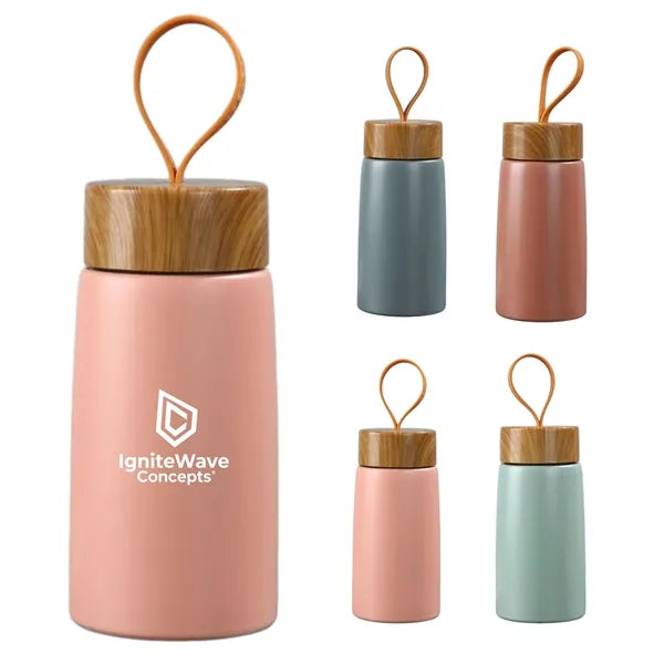 9.5 Oz Insulated Water Bottle Bamboo Lid Travel Gift