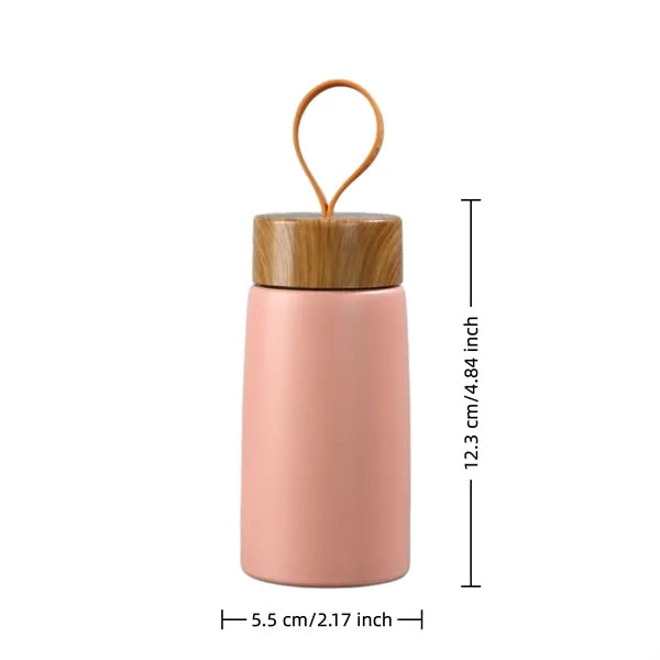 9.5 Oz Insulated Water Bottle Bamboo Lid Travel Gift