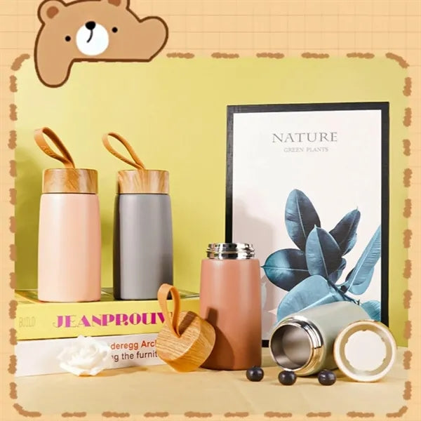 Wood Grain Vacuum Insulated Stainless Steel Bottle